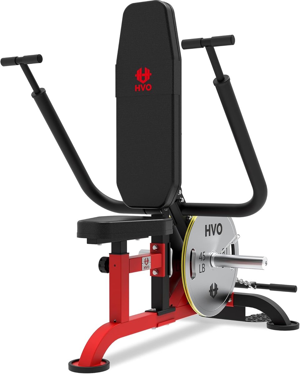 Tricepsmachine Zittend - Bovenlichaam Trainer - Krachttraining Thuis - Verstelbare Zithoogte - 126x67x124 cm - Rood