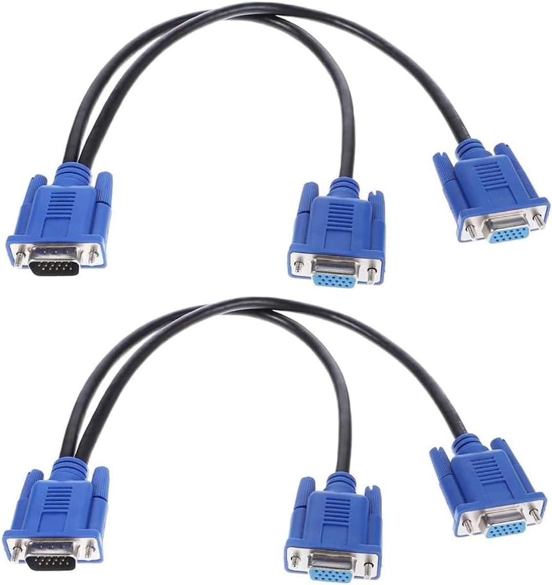 VGA Splitter Kabel - Monitor Y Snoer - Dubbel Beeldscherm - 1 Mannelijk naar 2 Vrouwelijk - 1 Meter