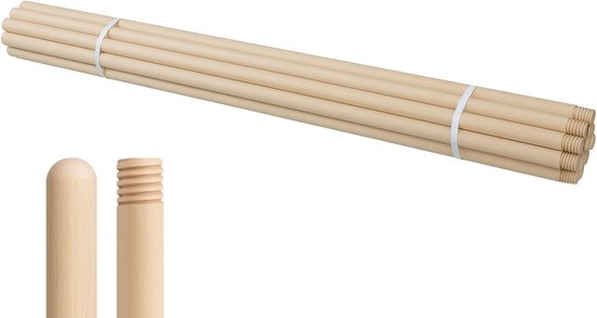Houten Bezemsteel - Steel met schroefdraad - Schoonmaken en reinigen - FSC gecertificeerd hout - 120cm lengte 22mm dik van Houten — afbeelding 2