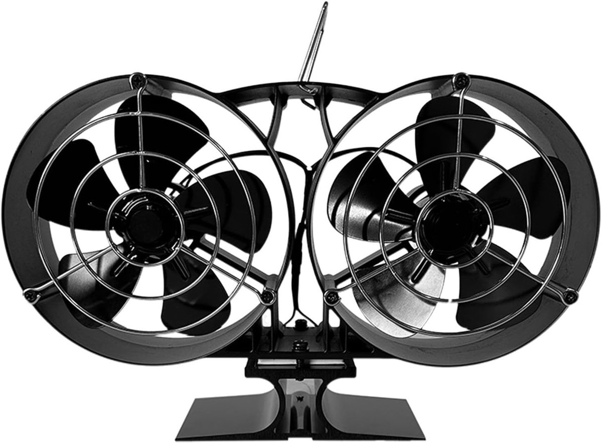 Haard ventilator - Warmte aangedreven - Efficiënte warmteverdeling - Stille werking - 203 CFM - Zwart