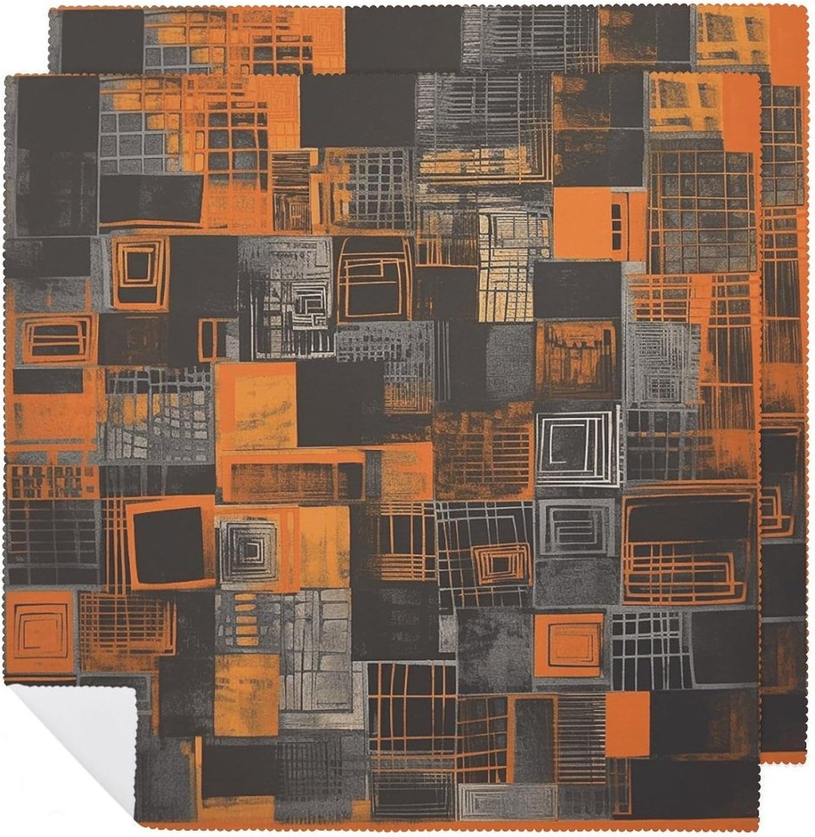 Doek Servetten - Katoen Stof - Diner Feest - Oranje Bloemen Patroon - 475 x 475 cm - Oranje