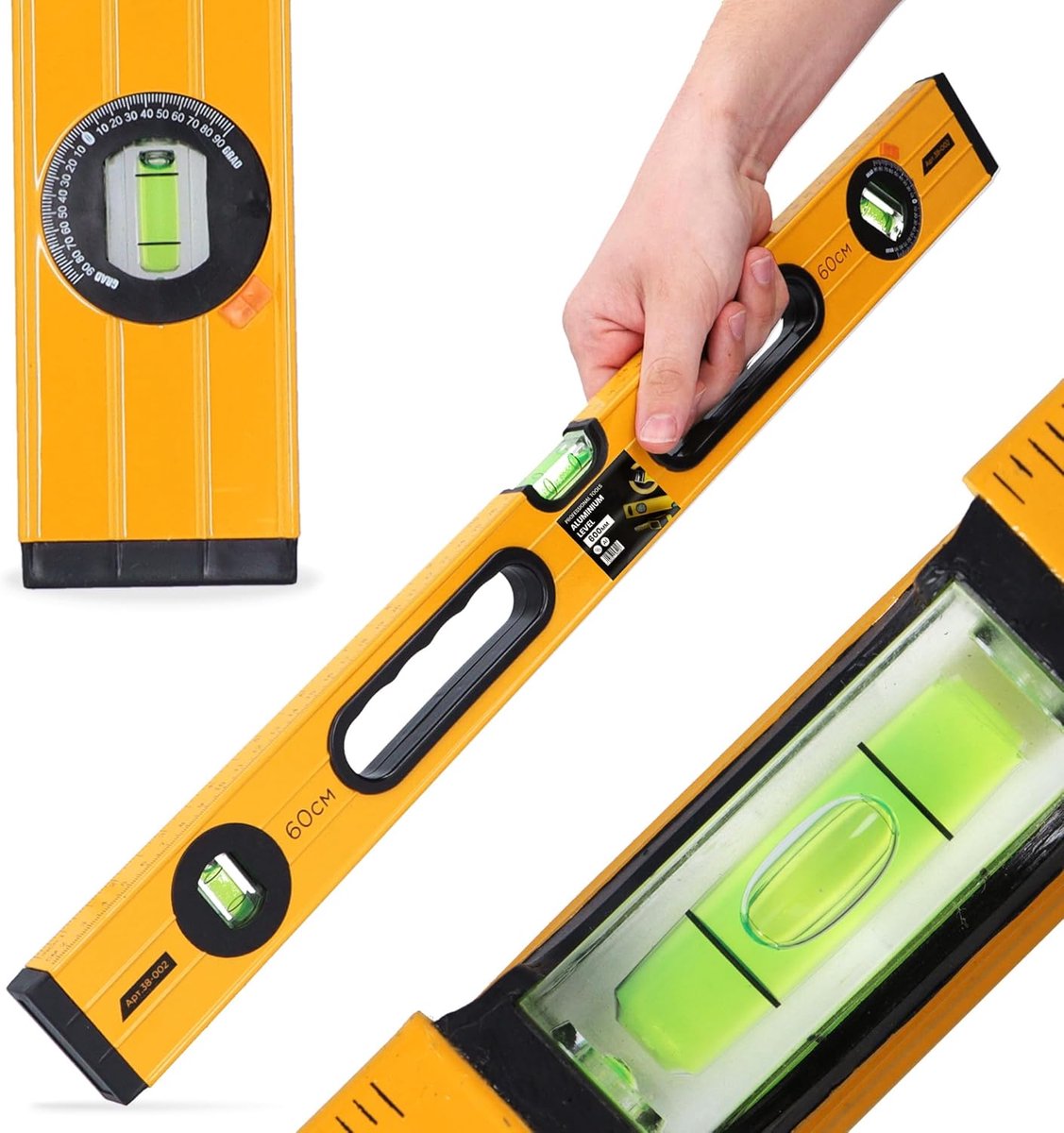 Waterpas Aluminium - Meetgereedschap Hoek - Precisie Meten - Drie Libellen - 60 cm