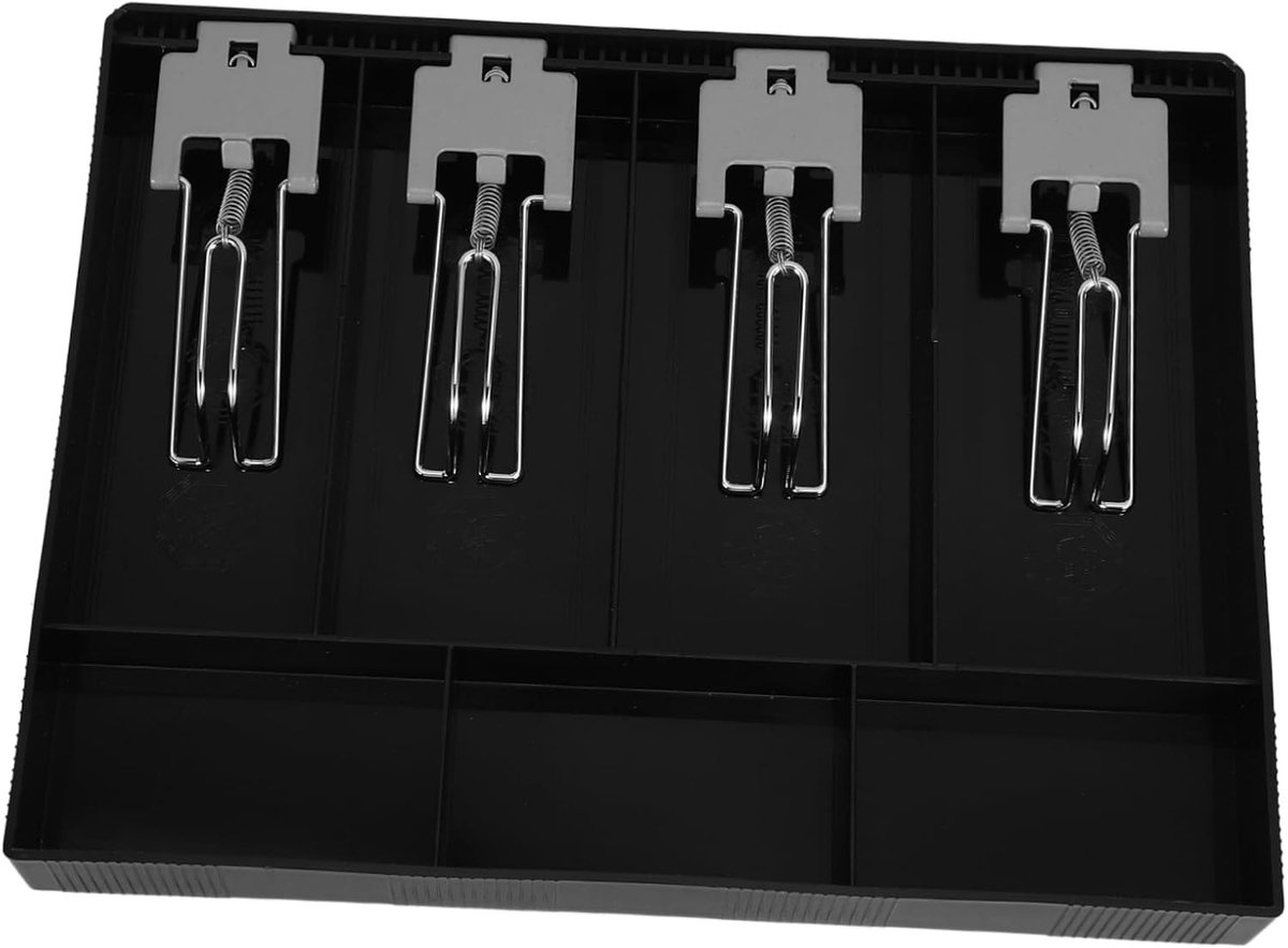 Geldlade met Vakjes - Geldkistje Contant Geld - Kantoor Winkel - Stevige Metalen Clips - 31 x 24 x 3.6cm