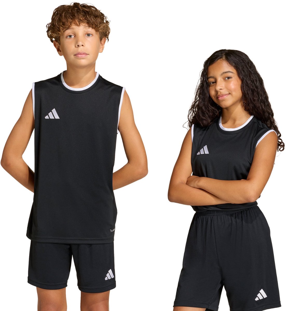 adidas T-shirt Kinderen Entrada 26 Sleeveless Jersey Zwart - Maat 164cm