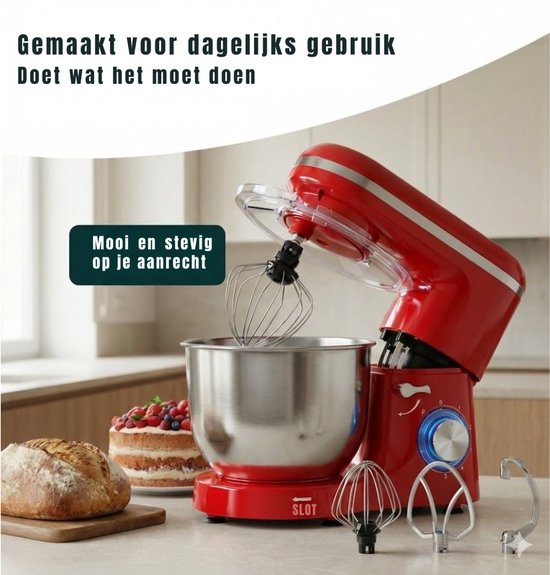 SAVI® Mixer met mengkom - Mixer - Mixer met mengkom keukenmachine - Rood - ‎39cm x 24cm x 31cm van Merkloos — afbeelding 5