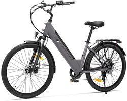 Touroll J2 ST Elektrische stadsfiets – Lage instap e-bike – 250W Motor – 45 Nm Koppel – 561,6Wh Accu – Tot 100 km Bereik – 7 Versnellingen – Voorvorkvering – Draagrek – StVZO Verlichting – Zwart