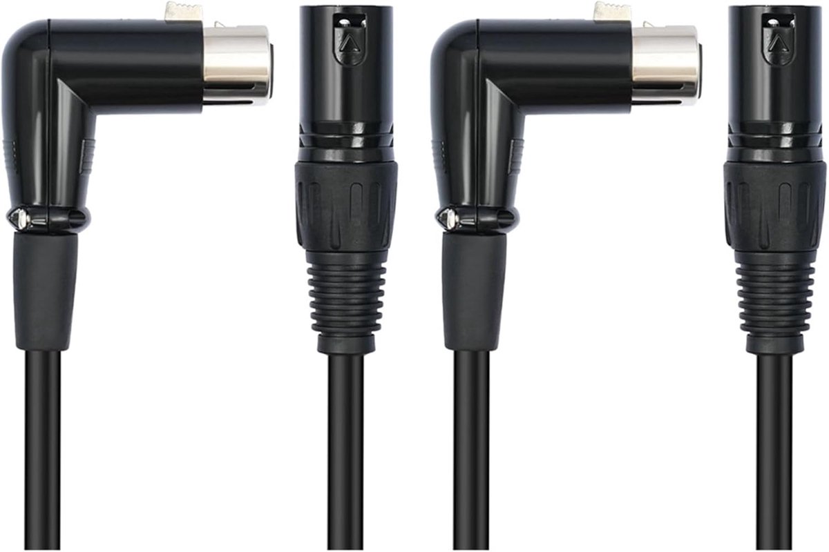 XLR Kabel Set - Microfoon Kabel - Audio Verbindingen - Haakse Aansluiting - 2 Meter - Zwart