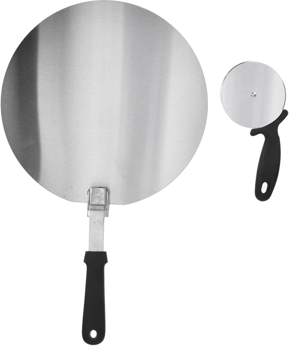 Pizzaschep Set - Pizzaspatel Pizzaoven - Bakken & Snijden - Opvouwbaar Handvat - 26x26x3 cm - Metaal