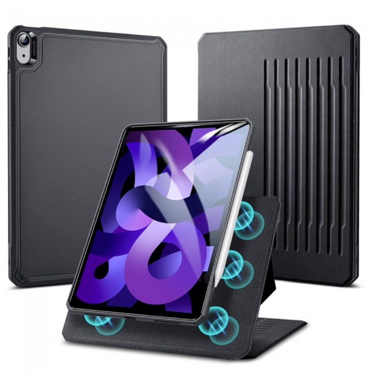 Apple iPad Air 4 10.9 (2020) Hoes - ESR - Sentry Serie - Kunstlederen Bookcase - Zwart - Hoes Geschikt Voor Apple iPad Air 4 10.9 (2020)