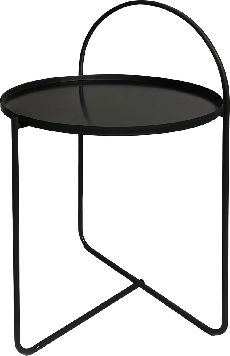 In & Out Deco bijzettafel - bijzettafel - zwart metaal- met ronde beugel - rond 40 cm - hoog 65 cm