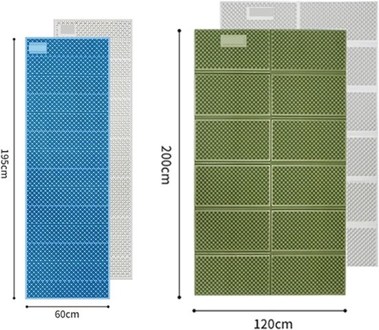 Opvouwbare Slaapmat - Schuim Mat - Kamperen Outdoor - Dubbelzijdig Aluminium - 195x60cm - Blauw Groen van Merkloos — afbeelding 4