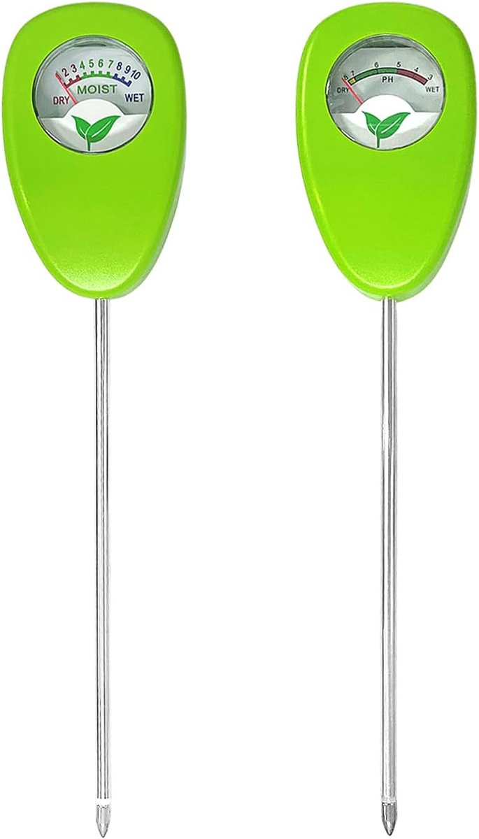 Bodem Tester - Vocht & pH Meter - Tuinonderhoud - Dubbele Functie - 1 Meter - Groen