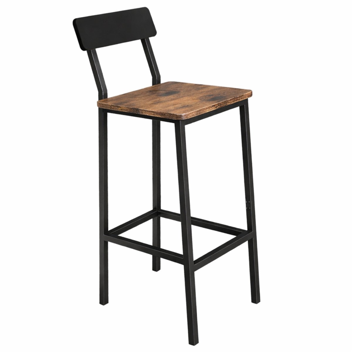 BEGRYF Barkruk - Rustiek Bruin - Met Rugleuning - Met Voetsteun - 40x29,5x90 cm - Industrieel Design - Houtlook Zitting