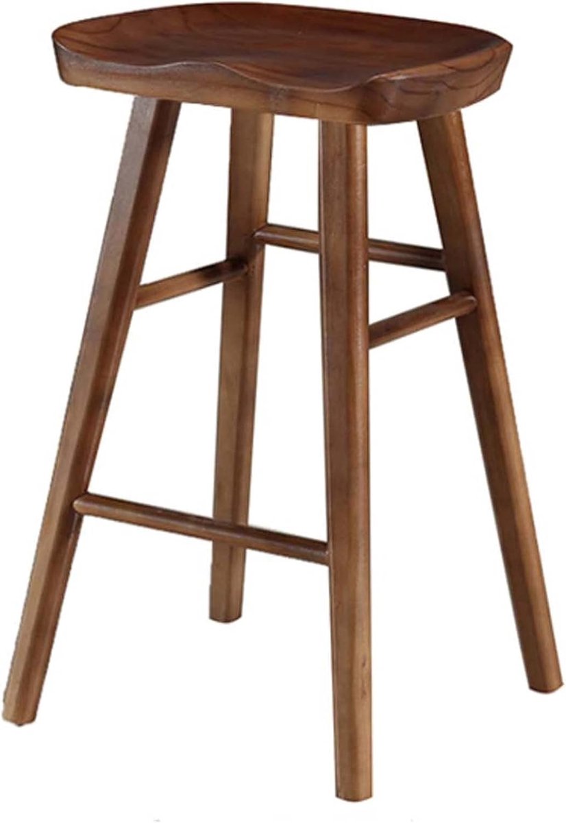 Houten Barkruk - Zitje Bar - Veelzijdig Gebruik - Stabiel Rechthoekig Frame - Walnoot Finish