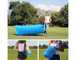1x Opblaasbare Air Lounger – Draagbare Lazy Sofa, Zitzak en Luchtbed – Perfect voor Camping, Festival, Strand, Tuin en Muziekfestival – Lichtgewicht Opblaasbare Bank met Draagtas - blauw