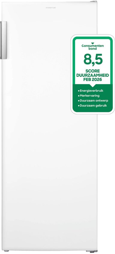 Inventum VR1430W No Frost kastmodel vriezer energiezuinig - 161 liter - 143 cm hoog - Supervriezen - Energielabel C - Geschikt voor garage en schuur tot -15°C - Diepvrieskast - Vrijstaand - 5 lades/vakken - Wit