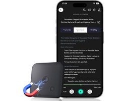 AI Digitale Voice Recorder 64GB - Magnetisch Mini Apparaat met ChatGPT-4o, Transcriptie & Samenvatting in 102 Talen, Eén-Knop Opname - Zwart