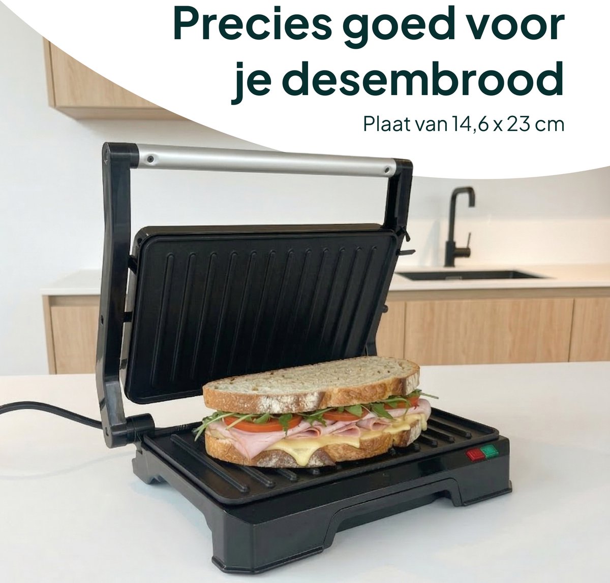 Tosti Apparaat voor 2 Tosti's - Grill IJzer - Contactgrill - Panini - Apparaten - Uitklapbaar - Vivid Green — cadeau in Kookcadeaus - foto 3