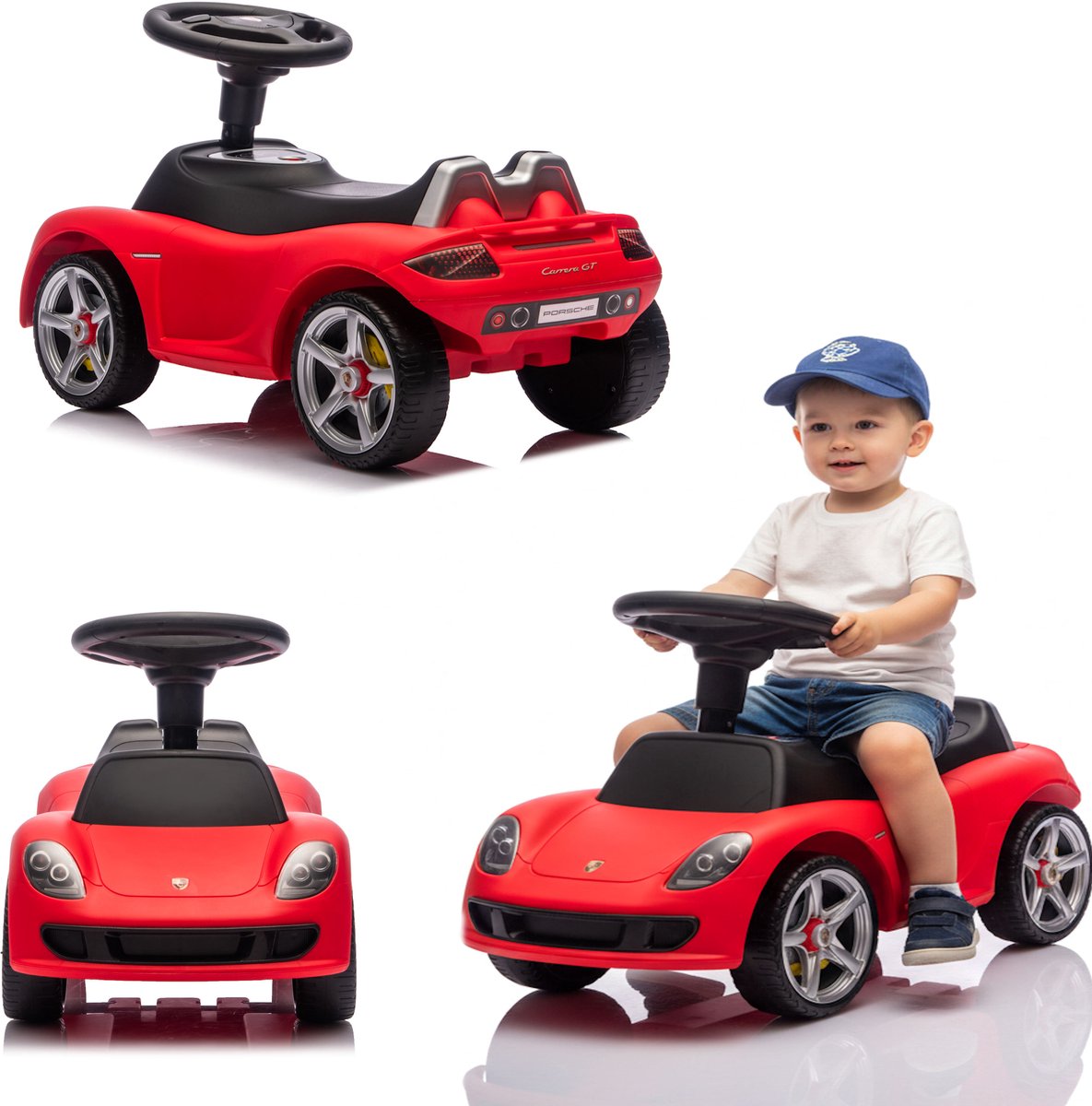COIL Kinder loopauto Porsche Carrera GT – met muziek – loopfiets / ride-on – 18 maanden – 5 jaar – max. 20 kg - Rood