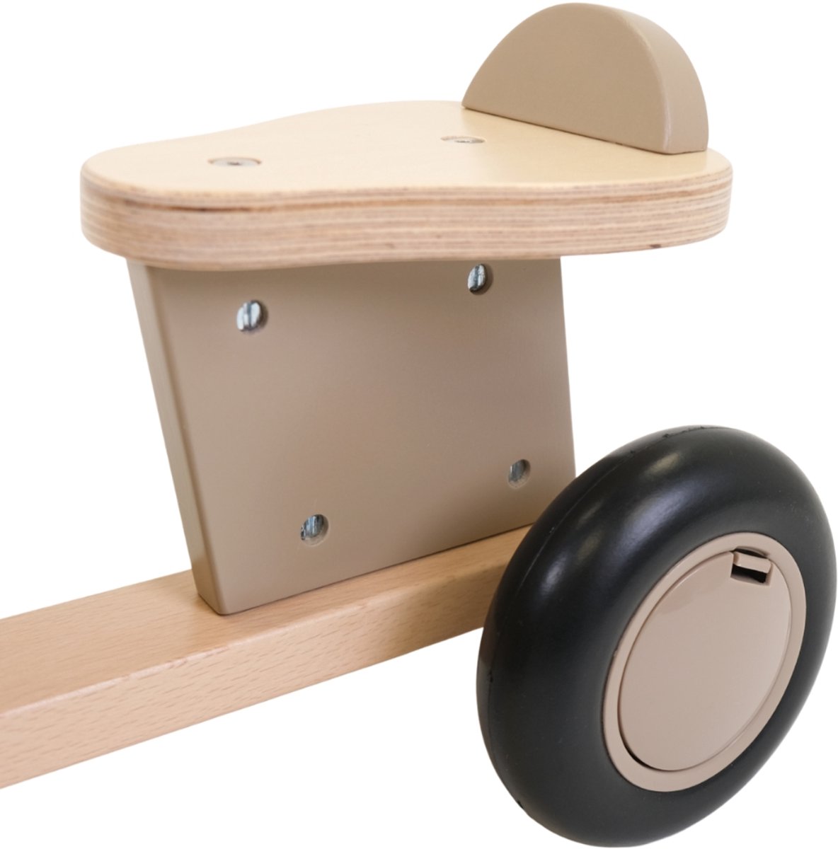 Bandits & Angels Bakfiets Loopfiets Hout Little Rider Beige Sand vanaf 1 jaar - Voor Jongens en Meisjes - Ride-On Houten Bakfiets - Houten Loop Fiets Beige - Geluidsarme Wielen - Kraamcadeau — afbeelding 7