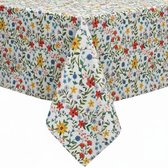 Protecttable - Tafelzeil Bloemenveld Rood en Geel 140x100cm - Tafelkleed Afwasbaar - Kunststof