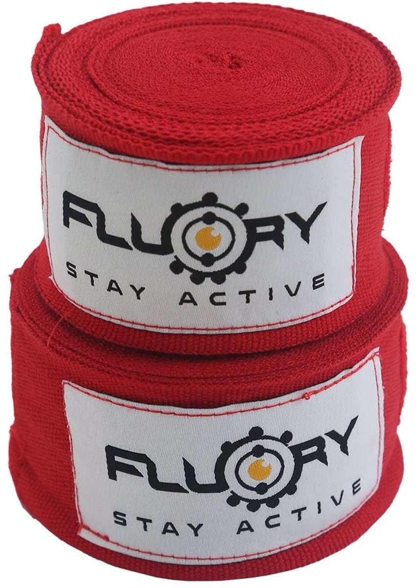 Fluory Boksbandages / Handwraps – Rood – 400 cm – per Paar -