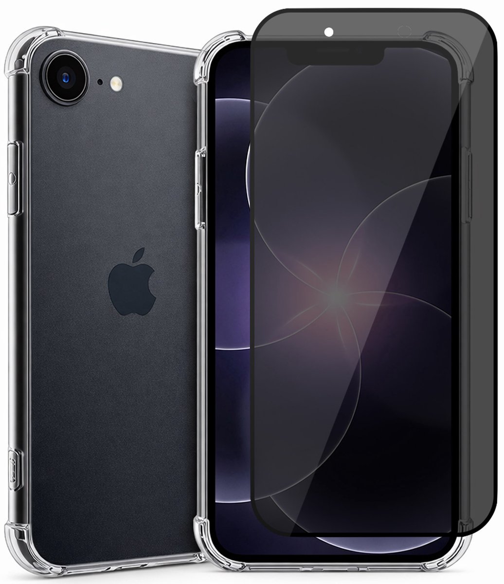 Hoesje geschikt voor iPhone 17e - Privacy Screenprotector Volledig Dekkend Glas - Shockproof Transparant