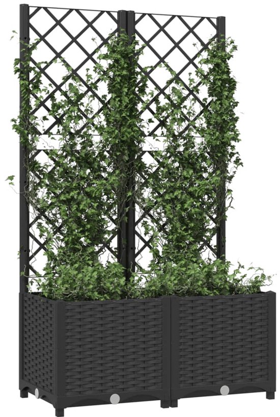 Tuinbak-met-Klimrek-Zwart-80x40x136cm-PP-Onderhoudsvrij-Verticale-Tuin-Balkon-Terras