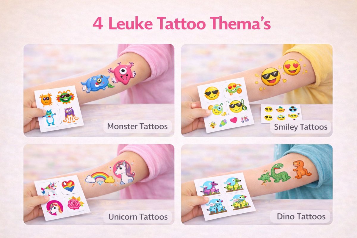 Isa's Friends® - Tattoo's kinderen 96 stuks - Uitdeelcadeau Dino's - Traktatie - Tijdelijke tattoo - Plak tattoo's - Uitdeelcadeautjes voor Kinderen — afbeelding 6