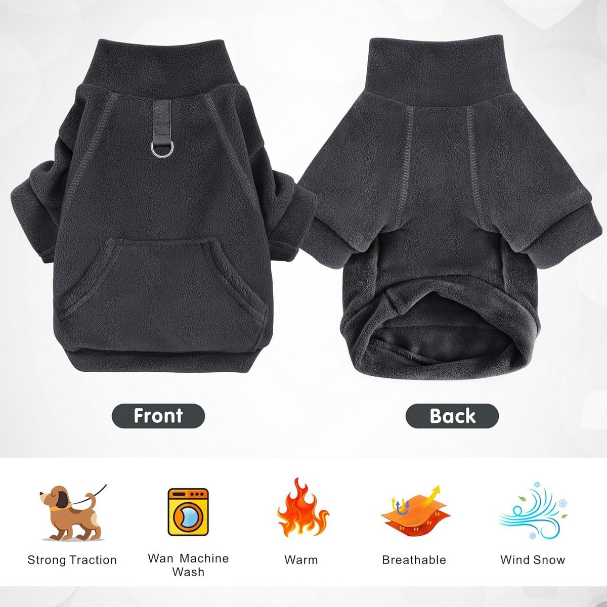 Honden Hoodie Kleding voor Dieren - Warme Katoenen Sweatshirts met Zak voor Kleine en Middelgrote Honden en Katten - Zwart, Large — cadeau in Cadeau-ideeën - foto 3