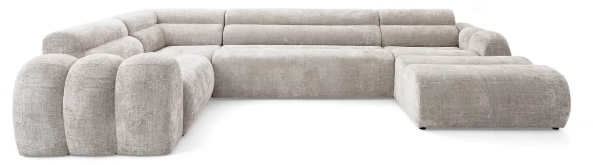 Hoekbank Vero U- Lounge Rechts- Beige structuurstof- hoeksalon U