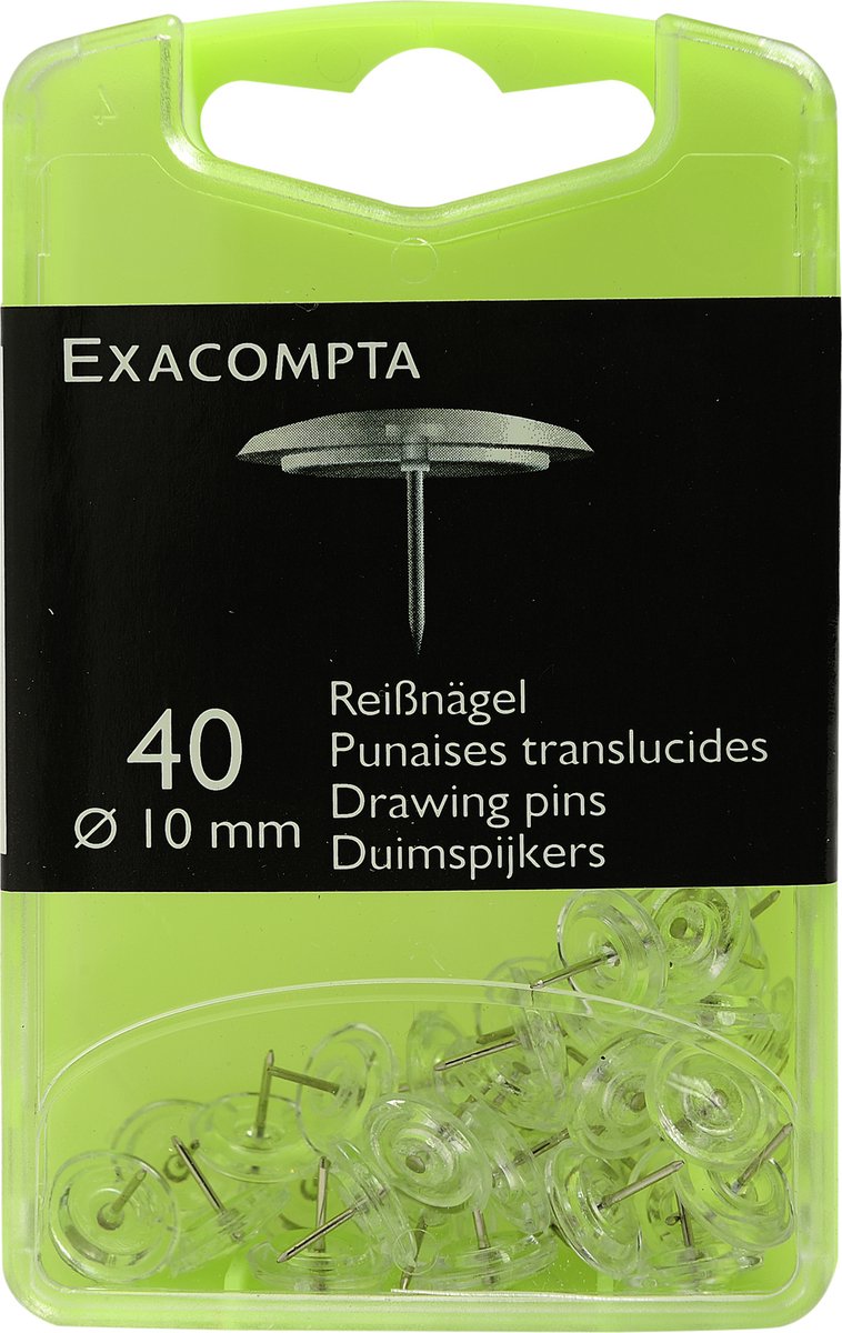 Exacompta Doos met 40 duimspijkers - punthoogte 7mm - 10mm diameter - Kristal doorschijnend - 14032E