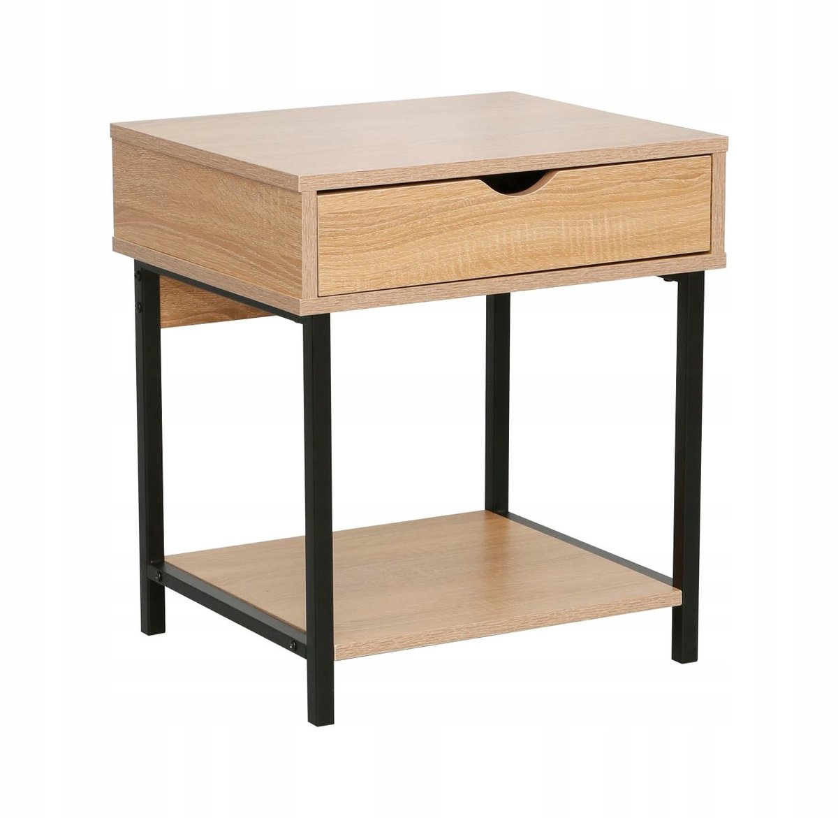 Furnitex SN6-FX - Nachtkastje - Natuurlijk eiken - Zwart metalen frame - Eén lade Naturel eiken;Zwart