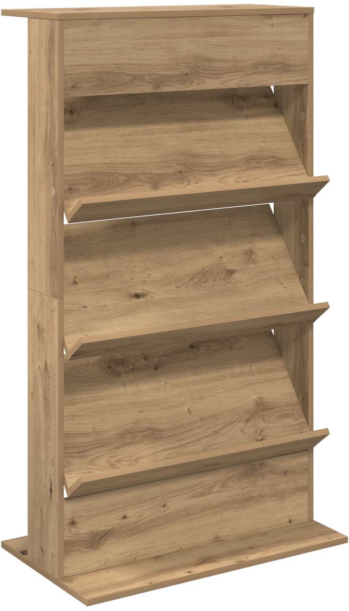 vidaXL - Tijdschriftenrek - Artisan - Eiken - 70 - x - 41 - x - 126 - cm - Bewerkt - hout