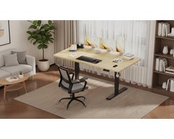Electric Desk Casa Velluto Elevare XL – 160x80 cm – In Hoogte Verstelbaar Sta-Zit Bureau – Elektrisch Bureau met USB-Aansluiting, Kabelgoot, Ergonomisch Design en Moderne Beige Afwerking