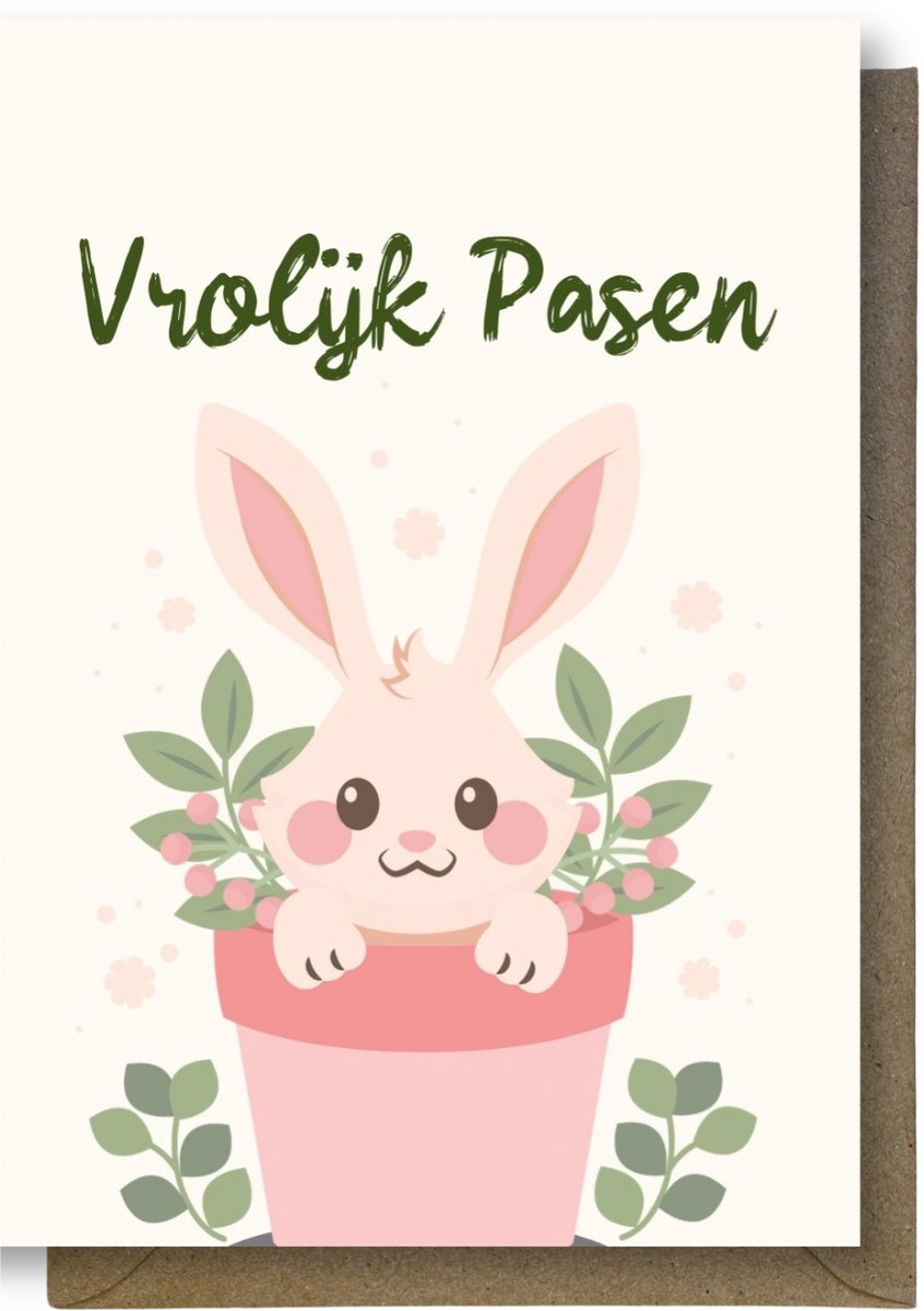 Luxe Vrolijk Pasen Wenskaart - Paaskaart - 12 x 17 cm - gevouwen kaart Inclusief gekleurde envelop