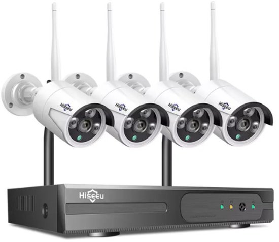 Guichet unique - CCTV - Ensemble de caméras de sécurité avec 4 caméras Plein air - Y compris disque dur de 1 To - Système de caméra de sécurité Home - Set de caméras Wifi - Caméra de sécurité - 4 Caméras - Vision nocturne - Détecteur de Motion
