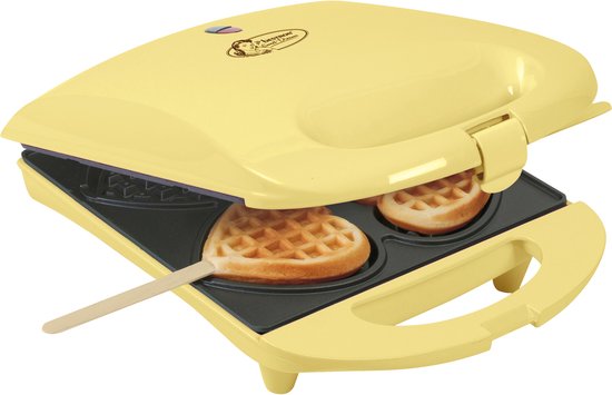 Bestron Wafelijzer - DSW271 - 1400W - 4 mini hartvormige wafels - incl. 20 houten stokjes - Geel - 5 jaar garantie — afbeelding 5