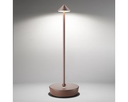 Draadloze tafellampen, oplaadbaar, op batterijen werkend, LED-bureaulamp voor buiten, waterdicht, draagbaar, dimbaar, nachtlampje voor op het terras, restaurant, dineren, thuis, bruin