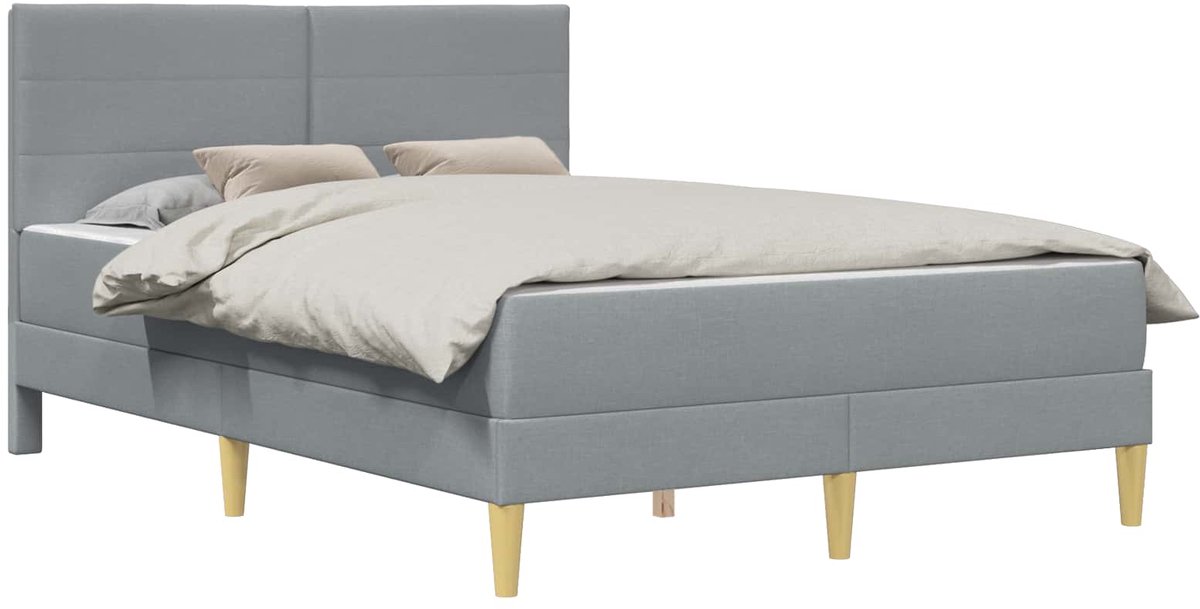 vidaXL - Bedframe - Lichtgrijs - 140 - x - 200 - cm - Polyester