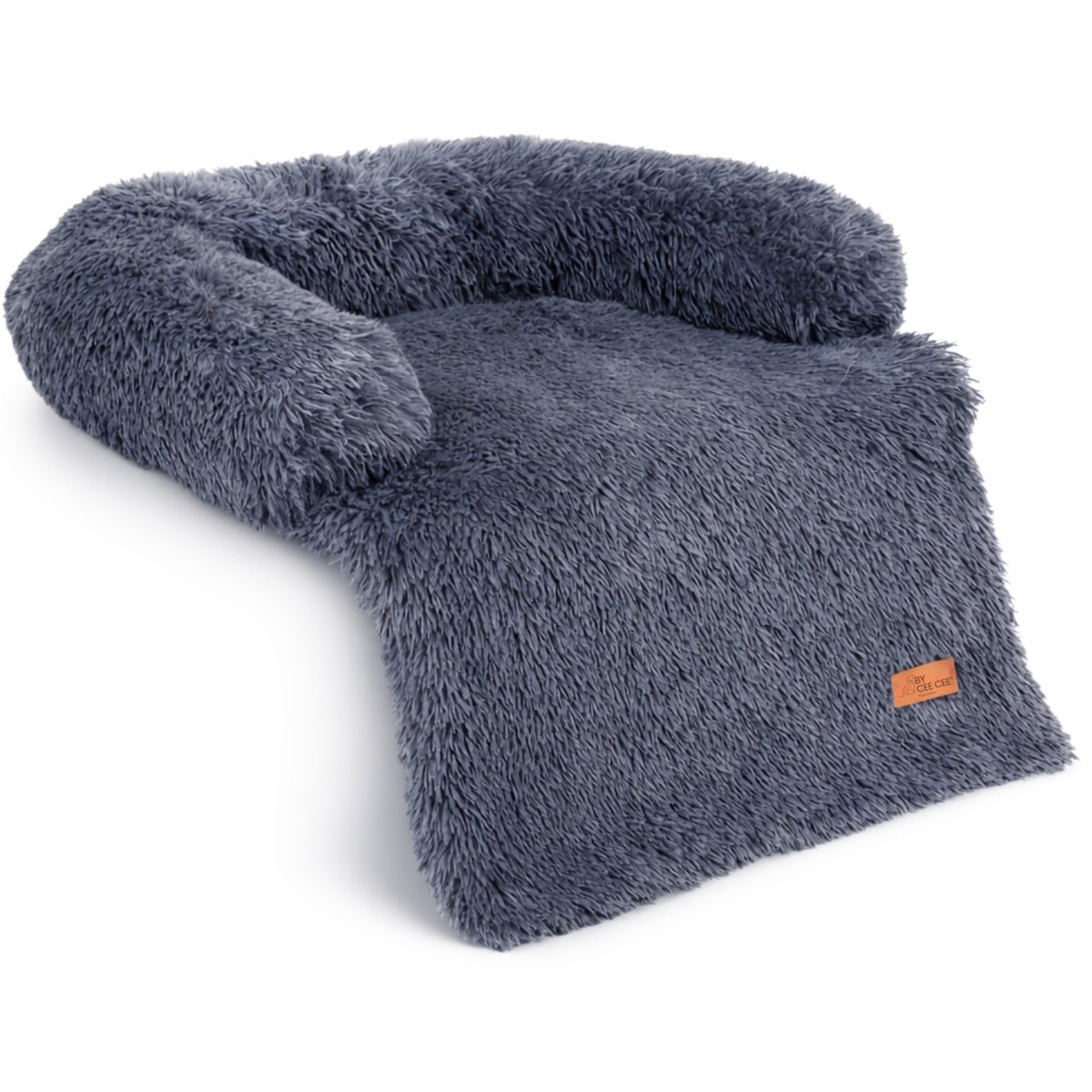 By Cee Cee Origineel Hondendeken Bank – Hondenkleed Bank - Fluffy Hondenmand - Premium - Volledig Afritsbaar - Donkergrijs - 75x90 - Maat S - Moos