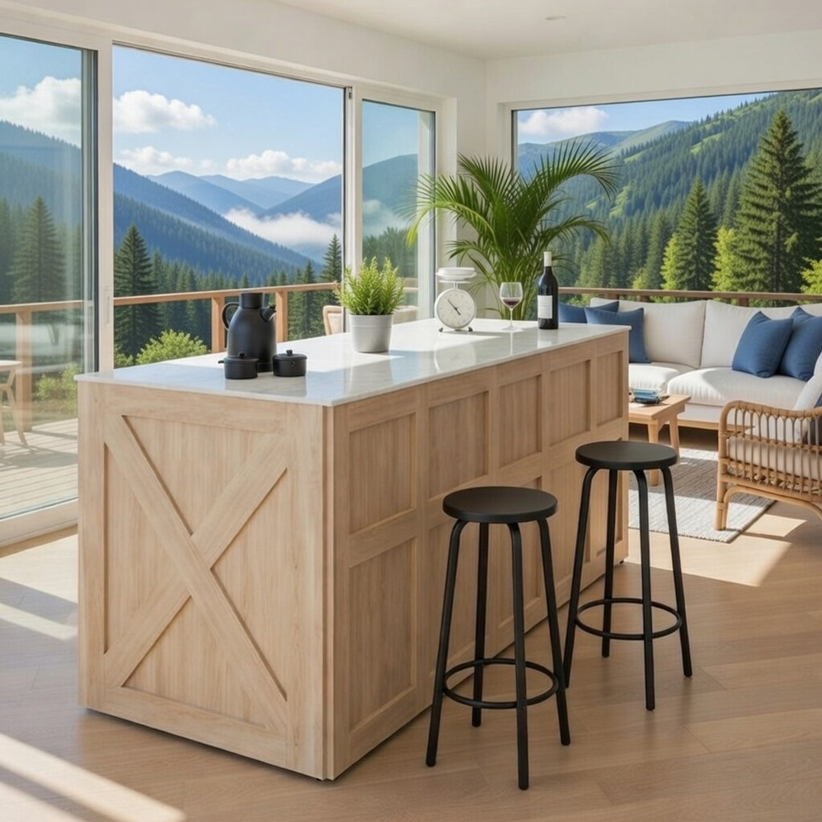 Industriële Barkruk Set van 2 – Moderne Zwarte Barstoelen met MDF Zitting en Metaal Poten – Ergonomisch en Duurzaam – Casa Serena – Afmetingen op aanvraag – Casa Dorada