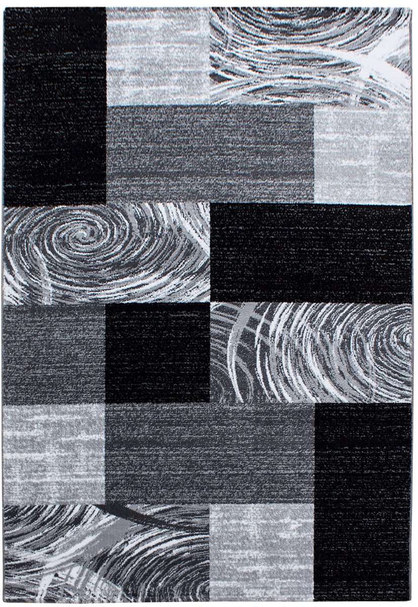 Parma Vloerkleed – Zwart Blok – Laagpolig & Modern Design – 80x150 cm
