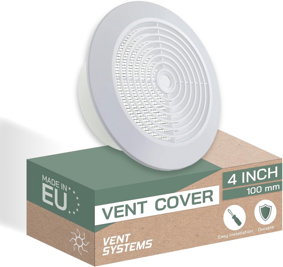 Plafondrooster 100 mm - wit - demonteerbaar ventilatierooster voor badkamer en thuiskantoor - ronde grillafdekking
