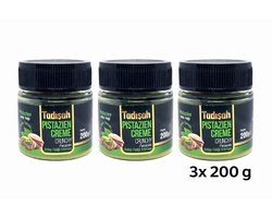 Abdurrahman Tatlıcı Tadisah Pistachecrème met Stukjes – 3x200g | Antep Pistachenoten | Zonder Transvet & Varkensvet | Premium Pistache Spread