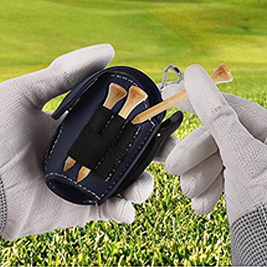2-delige Golfheuptas - Opbergtas voor golfballen - Draagbare heuptas - Gemaakt van PU-materiaal - Geschikt voor golfpinnetjes - Met haak - Snelle toegang - Geschikt voor het opbergen van golfballen, tees en klein gereedschap - Zwart, Blauw van Merkloos — afbeelding 2