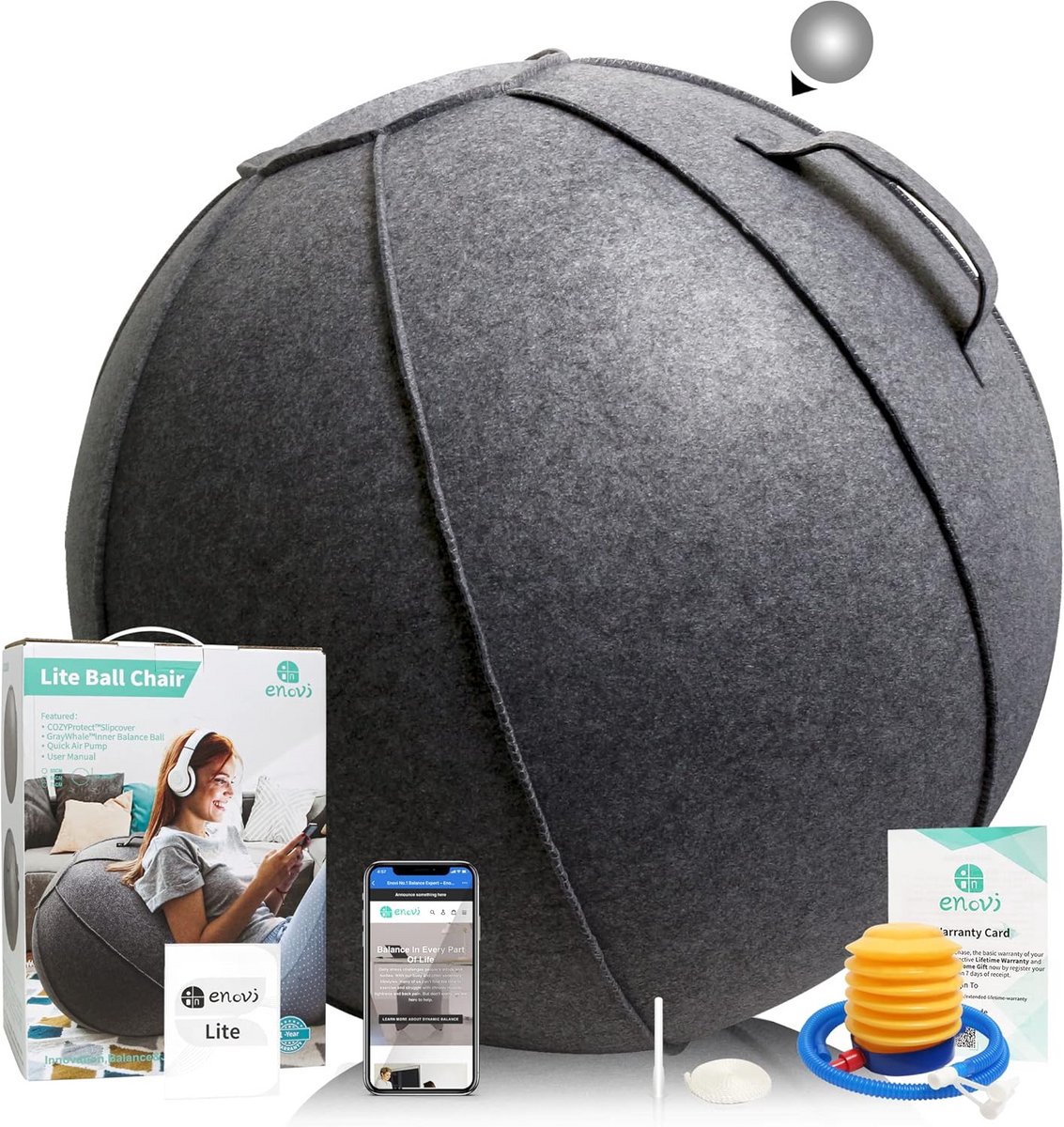 Yoga Balstoel 75 cm - Oefenbal voor Thuis en Kantoor, Verlicht Rugpijn