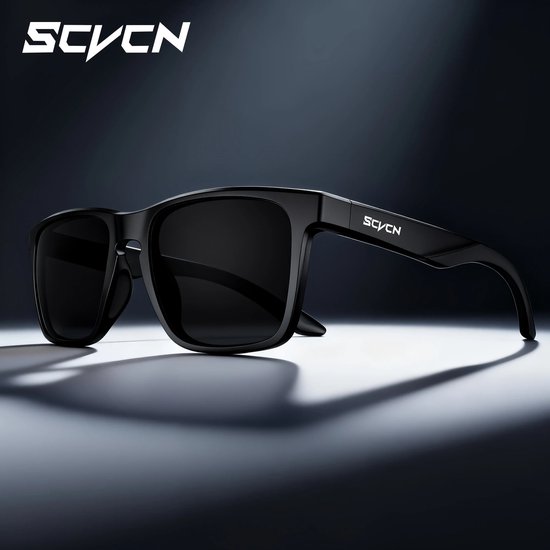 SCVCN® S235-QTC-14 - Zonnebril Piloten - Gepolariseerd Wayfarer Classic Zonnebril - Rechthoekig - Bril Hipster| Vierkant Rechthoekige - Carnavalsbril - Festival bril - Retro Zonnebril - Zonnebril Dames & Heren - Zwart Montuur - Blauw Spiegel Glazen — afbeelding 2