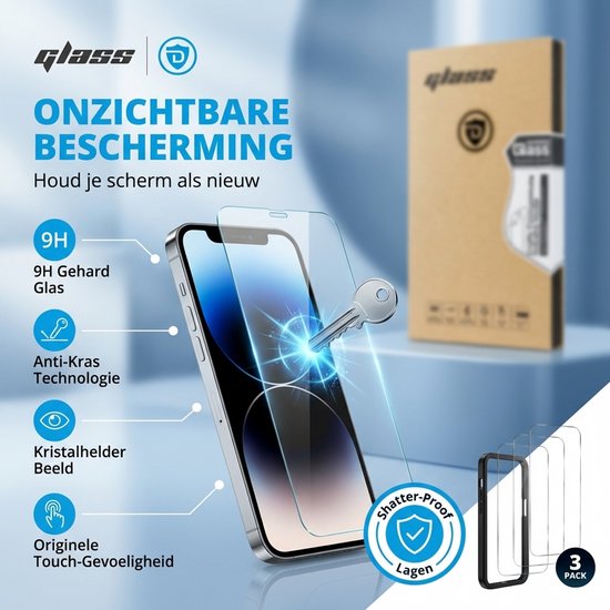 Protecteur d'écran en Glas pour iPhone XR et iPhone 11 - Tempered Glass - Verre de protection trempé - Transparent et résistant aux rayures - Incl. Cadre d'installation - 3 pièces