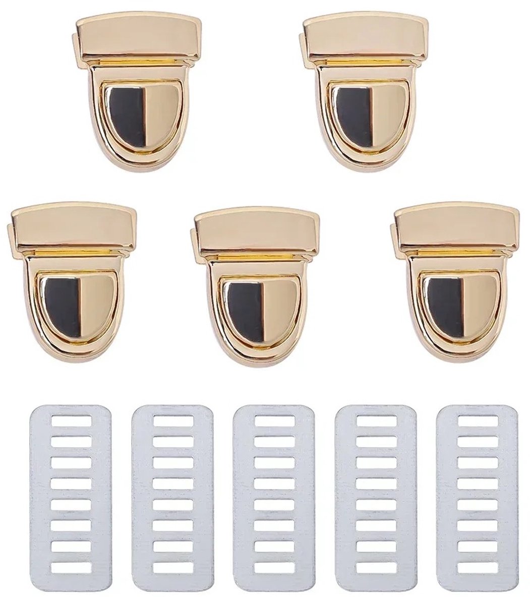 WiseGoods Premium 10 Metalen Tas Sluiting - Drukslot Tas - Slot Voor DIY Tassen - Reparatie & Hobby Tas - Hardware - Goud